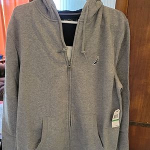 Nautica zip up Hoodie, large, gray, NWT